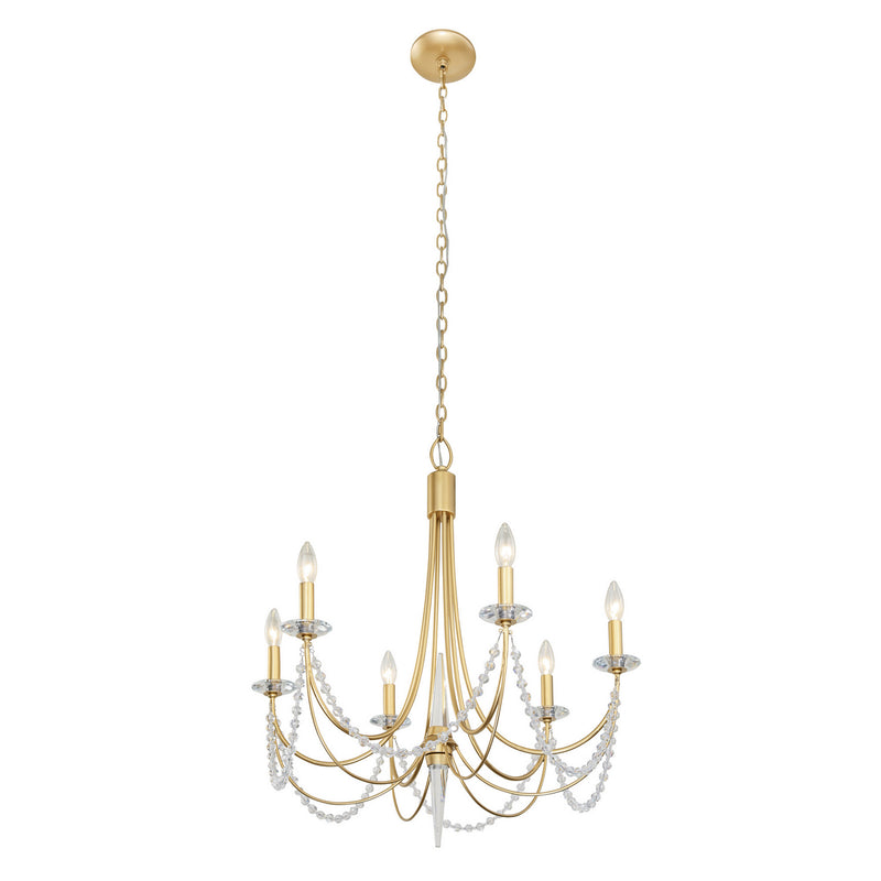 Six Light Chandelier<br /><span style="color:#4AB0CE;">Entrega: 4-10 dias en USA</span><br /><span style="color:#4AB0CE;font-size:60%;">PREGUNTE POR ENTREGA EN PANAMA</span><br />Collection: Brentwood<br />Finish: French Gold