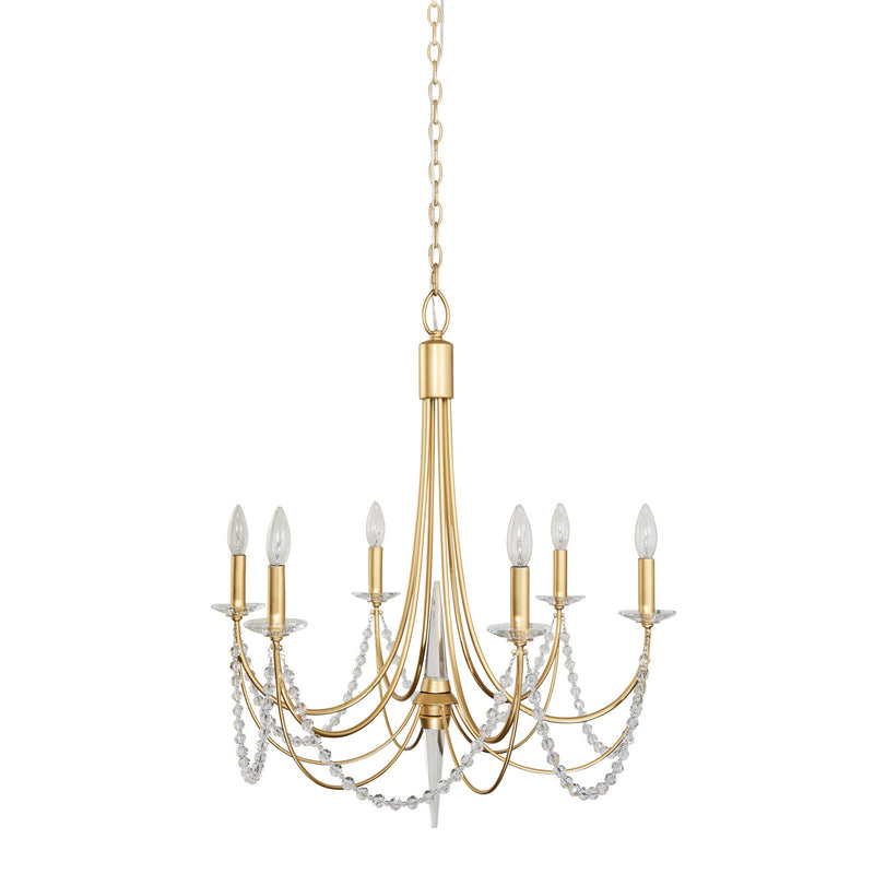 Six Light Chandelier<br /><span style="color:#4AB0CE;">Entrega: 4-10 dias en USA</span><br /><span style="color:#4AB0CE;font-size:60%;">PREGUNTE POR ENTREGA EN PANAMA</span><br />Collection: Brentwood<br />Finish: French Gold