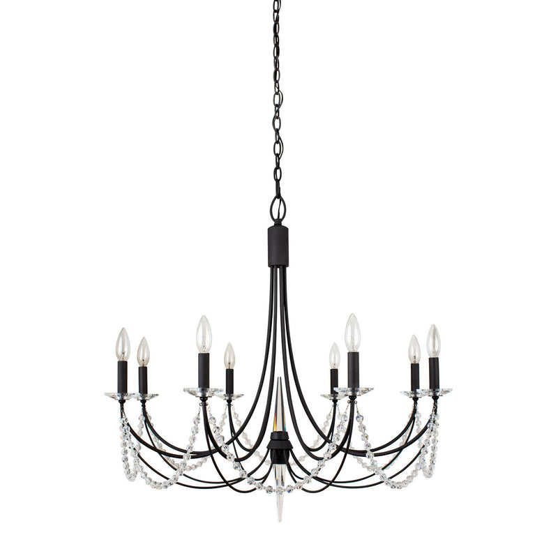 Eight Light Chandelier<br /><span style="color:#4AB0CE;">Entrega: 4-10 dias en USA</span><br /><span style="color:#4AB0CE;font-size:60%;">PREGUNTE POR ENTREGA EN PANAMA</span><br />Collection: Brentwood<br />Finish: Carbon Black