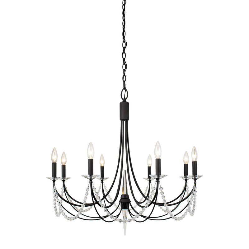 Eight Light Chandelier<br /><span style="color:#4AB0CE;">Entrega: 4-10 dias en USA</span><br /><span style="color:#4AB0CE;font-size:60%;">PREGUNTE POR ENTREGA EN PANAMA</span><br />Collection: Brentwood<br />Finish: Carbon Black