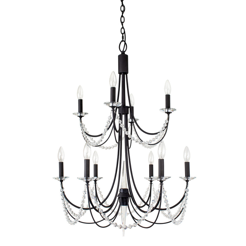 Ten Light Chandelier<br /><span style="color:#4AB0CE;">Entrega: 4-10 dias en USA</span><br /><span style="color:#4AB0CE;font-size:60%;">PREGUNTE POR ENTREGA EN PANAMA</span><br />Collection: Brentwood<br />Finish: Carbon Black