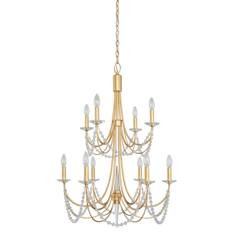 Ten Light Chandelier<br /><span style="color:#4AB0CE;">Entrega: 4-10 dias en USA</span><br /><span style="color:#4AB0CE;font-size:60%;">PREGUNTE POR ENTREGA EN PANAMA</span><br />Collection: Brentwood<br />Finish: French Gold