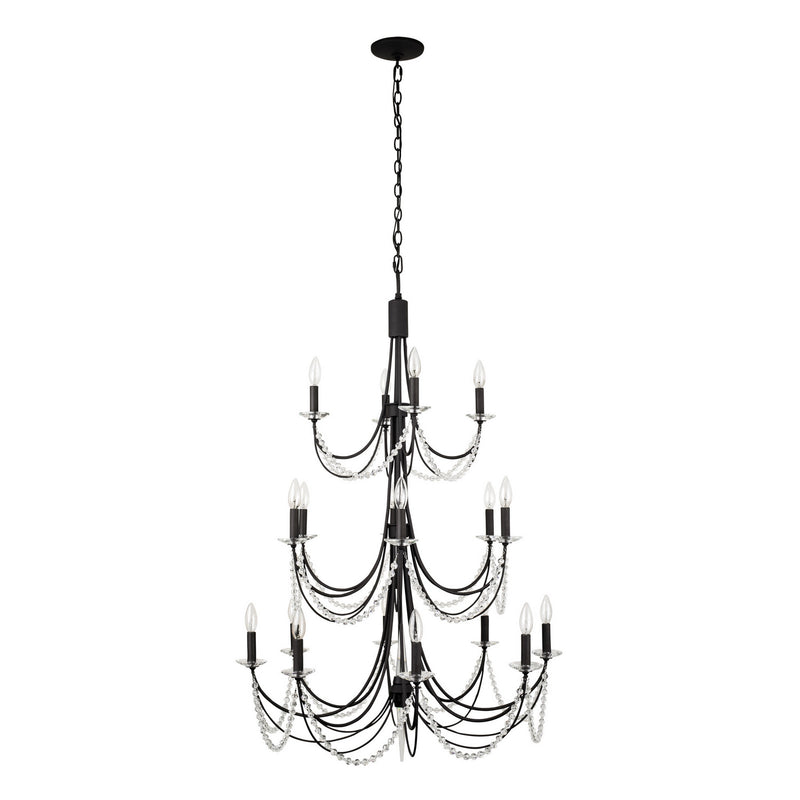 18 Light Chandelier<br /><span style="color:#4AB0CE;">Entrega: 4-10 dias en USA</span><br /><span style="color:#4AB0CE;font-size:60%;">PREGUNTE POR ENTREGA EN PANAMA</span><br />Collection: Brentwood<br />Finish: Carbon Black