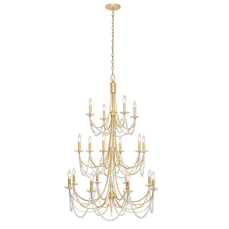 18 Light Chandelier<br /><span style="color:#4AB0CE;">Entrega: 4-10 dias en USA</span><br /><span style="color:#4AB0CE;font-size:60%;">PREGUNTE POR ENTREGA EN PANAMA</span><br />Collection: Brentwood<br />Finish: French Gold