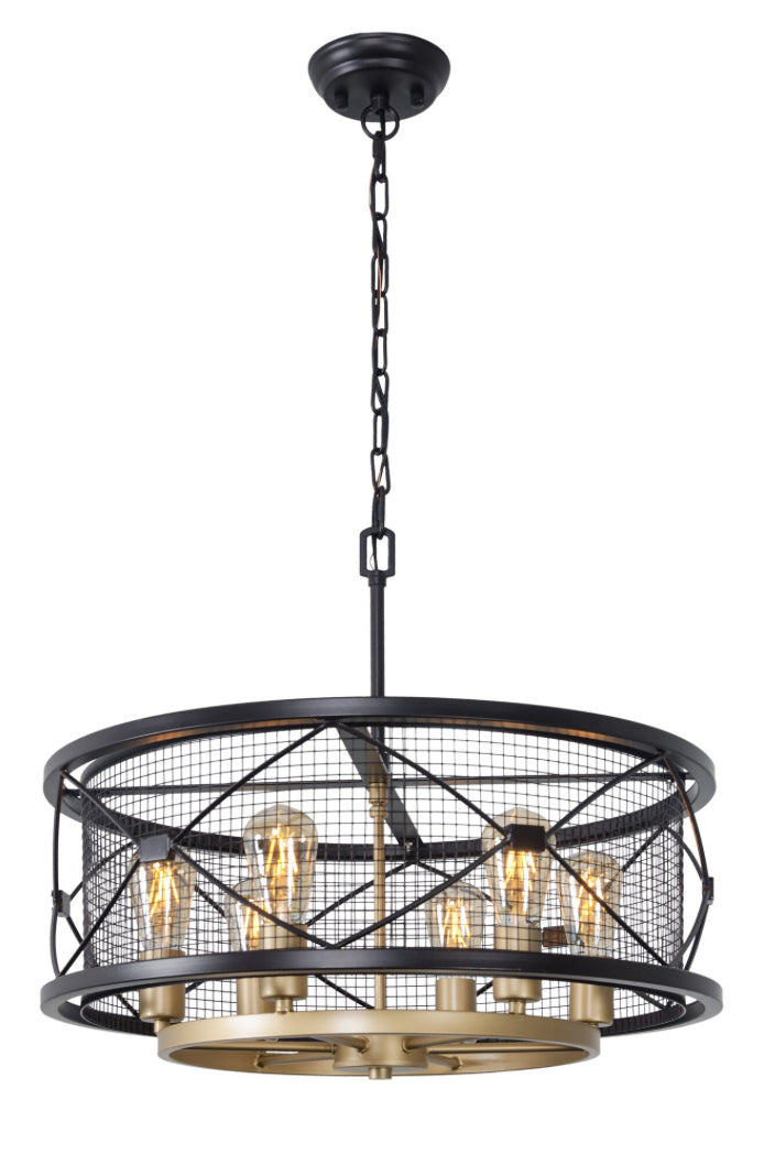 Six Light Pendant<br /><span style="color:#4AB0CE;">Entrega: 4-10 dias en USA</span><br /><span style="color:#4AB0CE;font-size:60%;">PREGUNTE POR ENTREGA EN PANAMA</span><br />Collection: Harlequin<br />Finish: Warm Bronze/Gold