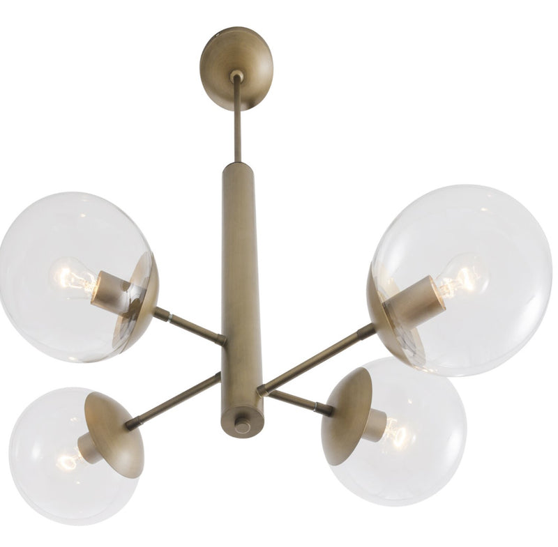 Four Light Chandelier<br /><span style="color:#4AB0CE;">Entrega: 4-10 dias en USA</span><br /><span style="color:#4AB0CE;font-size:60%;">PREGUNTE POR ENTREGA EN PANAMA</span><br />Collection: Mid-Century<br />Finish: Antique Brass