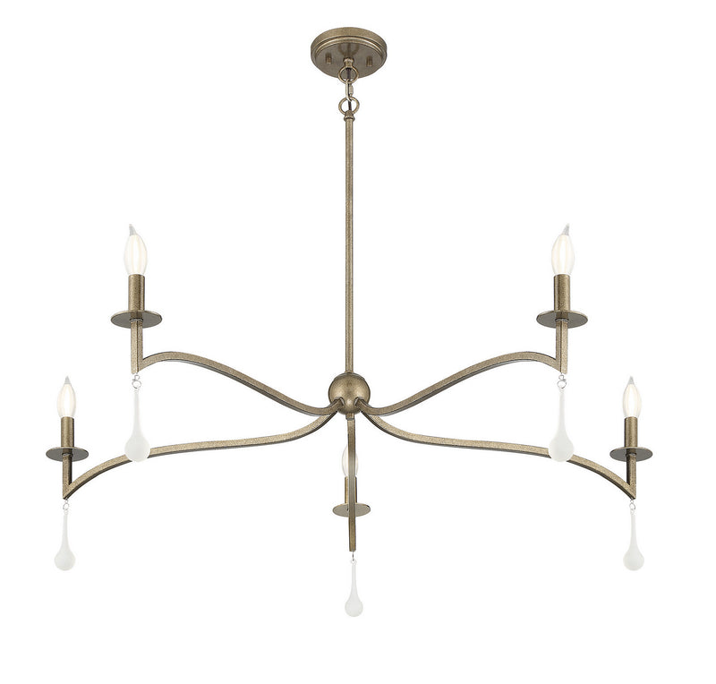 Five Light Chandelier<br /><span style="color:#4AB0CE;">Entrega: 4-10 dias en USA</span><br /><span style="color:#4AB0CE;font-size:60%;">PREGUNTE POR ENTREGA EN PANAMA</span><br />Collection: Laramie<br />Finish: Chelsea Gold