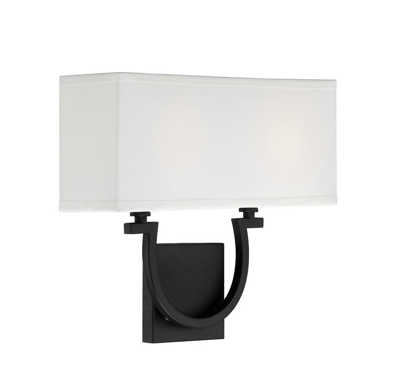 Two Light Wall Sconce<br /><span style="color:#4AB0CE;">Entrega: 4-10 dias en USA</span><br /><span style="color:#4AB0CE;font-size:60%;">PREGUNTE POR ENTREGA EN PANAMA</span><br />Collection: Rhodes<br />Finish: Matte Black