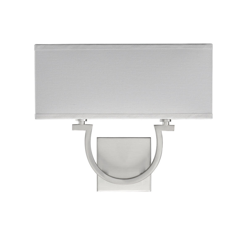 Two Light Wall Sconce<br /><span style="color:#4AB0CE;">Entrega: 4-10 dias en USA</span><br /><span style="color:#4AB0CE;font-size:60%;">PREGUNTE POR ENTREGA EN PANAMA</span><br />Collection: Rhodes<br />Finish: Satin Nickel