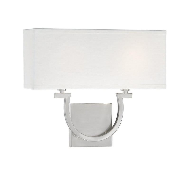 Two Light Wall Sconce<br /><span style="color:#4AB0CE;">Entrega: 4-10 dias en USA</span><br /><span style="color:#4AB0CE;font-size:60%;">PREGUNTE POR ENTREGA EN PANAMA</span><br />Collection: Rhodes<br />Finish: Satin Nickel