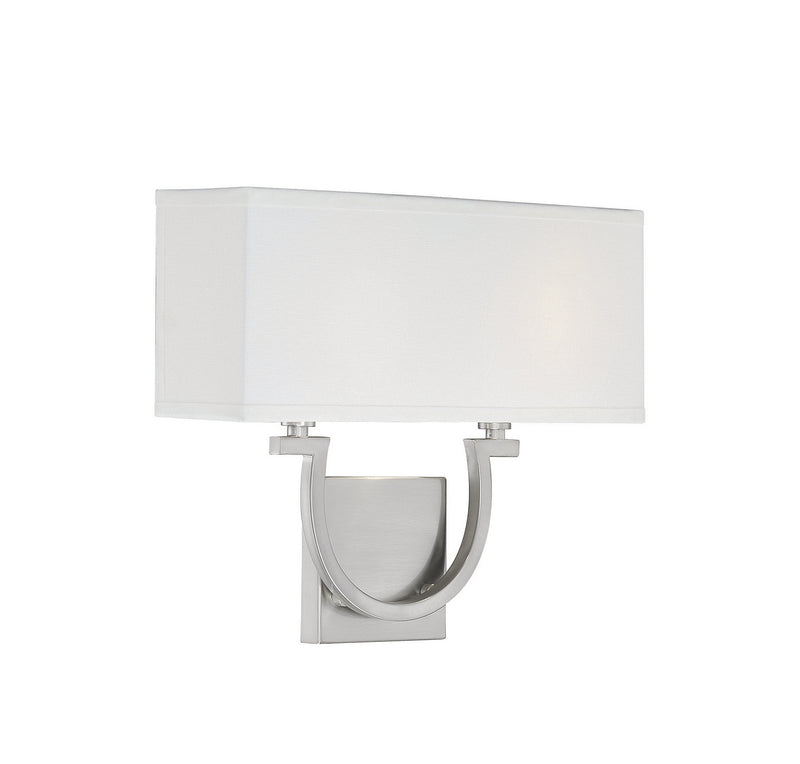 Two Light Wall Sconce<br /><span style="color:#4AB0CE;">Entrega: 4-10 dias en USA</span><br /><span style="color:#4AB0CE;font-size:60%;">PREGUNTE POR ENTREGA EN PANAMA</span><br />Collection: Rhodes<br />Finish: Satin Nickel