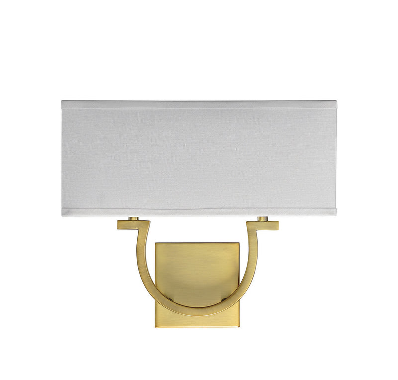 Two Light Wall Sconce<br /><span style="color:#4AB0CE;">Entrega: 4-10 dias en USA</span><br /><span style="color:#4AB0CE;font-size:60%;">PREGUNTE POR ENTREGA EN PANAMA</span><br />Collection: Rhodes<br />Finish: Warm Brass