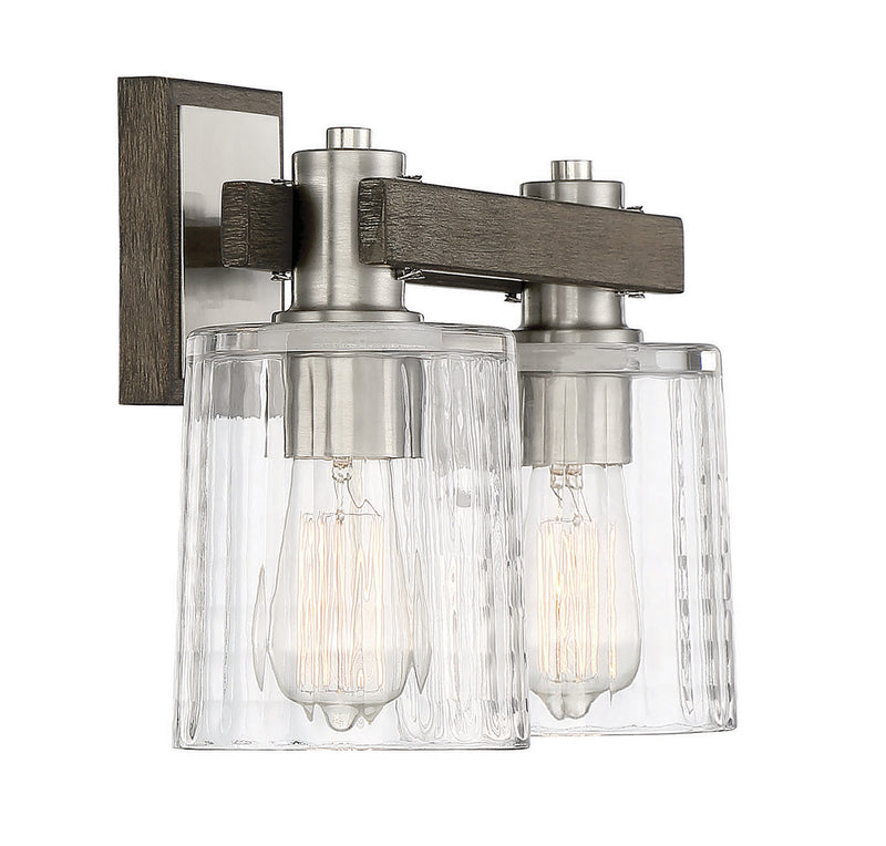 Savoy House - 8-1255-2-165 - Two Light Bath Bar - Halifax - Satin Nickel with Gray Wood