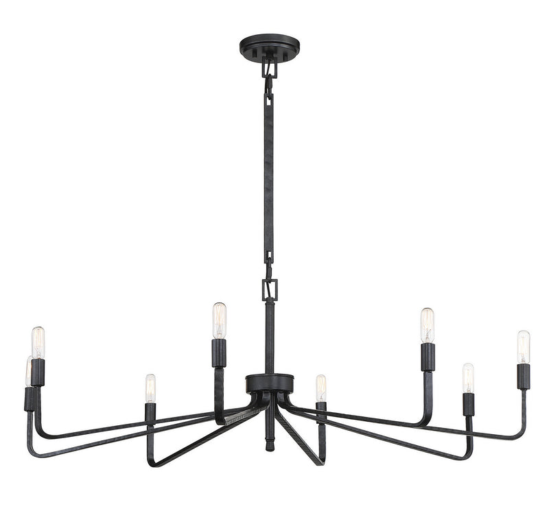 Eight Light Chandelier<br /><span style="color:#4AB0CE;">Entrega: 4-10 dias en USA</span><br /><span style="color:#4AB0CE;font-size:60%;">PREGUNTE POR ENTREGA EN PANAMA</span><br />Collection: Salem<br />Finish: Forged Iron