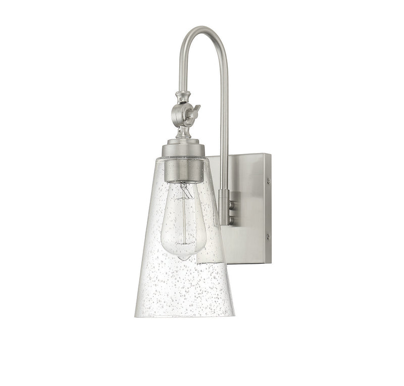 One Light Wall Sconce<br /><span style="color:#4AB0CE;">Entrega: 4-10 dias en USA</span><br /><span style="color:#4AB0CE;font-size:60%;">PREGUNTE POR ENTREGA EN PANAMA</span><br />Collection: York<br />Finish: Satin Nickel