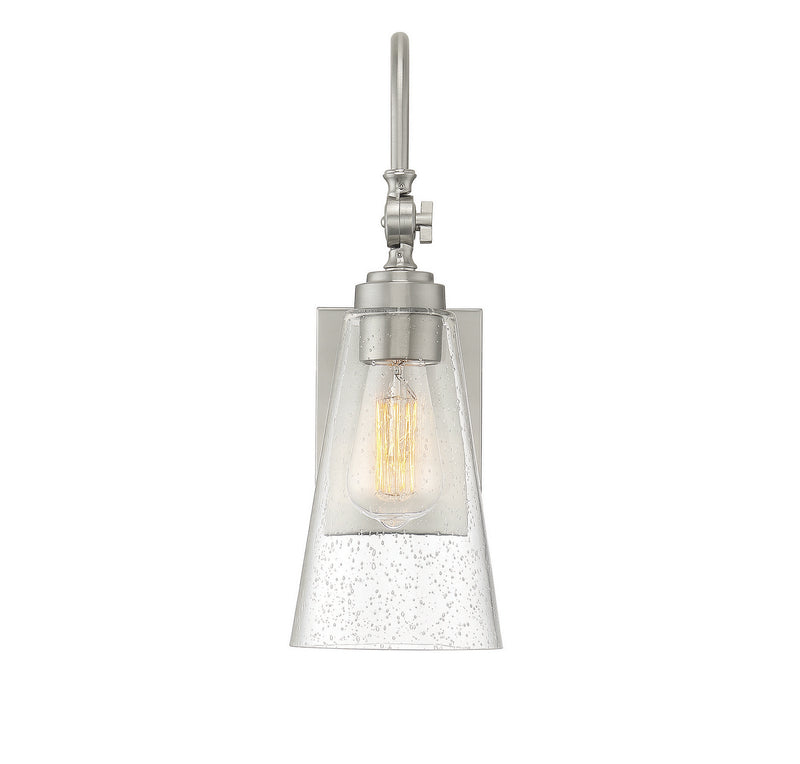 One Light Wall Sconce<br /><span style="color:#4AB0CE;">Entrega: 4-10 dias en USA</span><br /><span style="color:#4AB0CE;font-size:60%;">PREGUNTE POR ENTREGA EN PANAMA</span><br />Collection: York<br />Finish: Satin Nickel