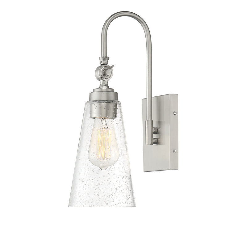 One Light Wall Sconce<br /><span style="color:#4AB0CE;">Entrega: 4-10 dias en USA</span><br /><span style="color:#4AB0CE;font-size:60%;">PREGUNTE POR ENTREGA EN PANAMA</span><br />Collection: York<br />Finish: Satin Nickel