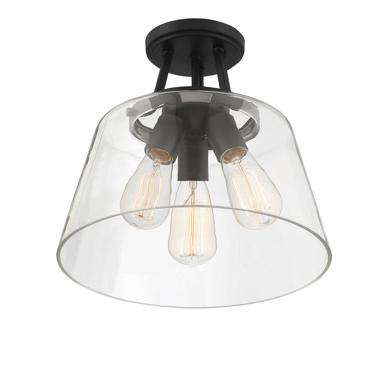 Three Light Semi-Flush Mount<br /><span style="color:#4AB0CE;">Entrega: 4-10 dias en USA</span><br /><span style="color:#4AB0CE;font-size:60%;">PREGUNTE POR ENTREGA EN PANAMA</span><br />Collection: Calhoun<br />Finish: Matte Black