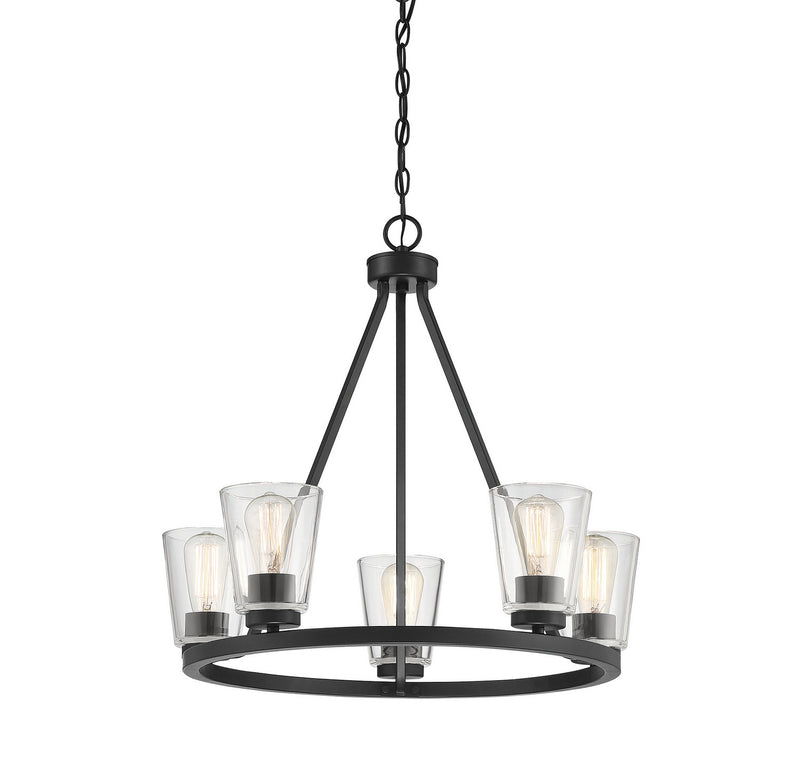 Five Light Chandelier<br /><span style="color:#4AB0CE;">Entrega: 4-10 dias en USA</span><br /><span style="color:#4AB0CE;font-size:60%;">PREGUNTE POR ENTREGA EN PANAMA</span><br />Collection: Calhoun<br />Finish: Matte Black