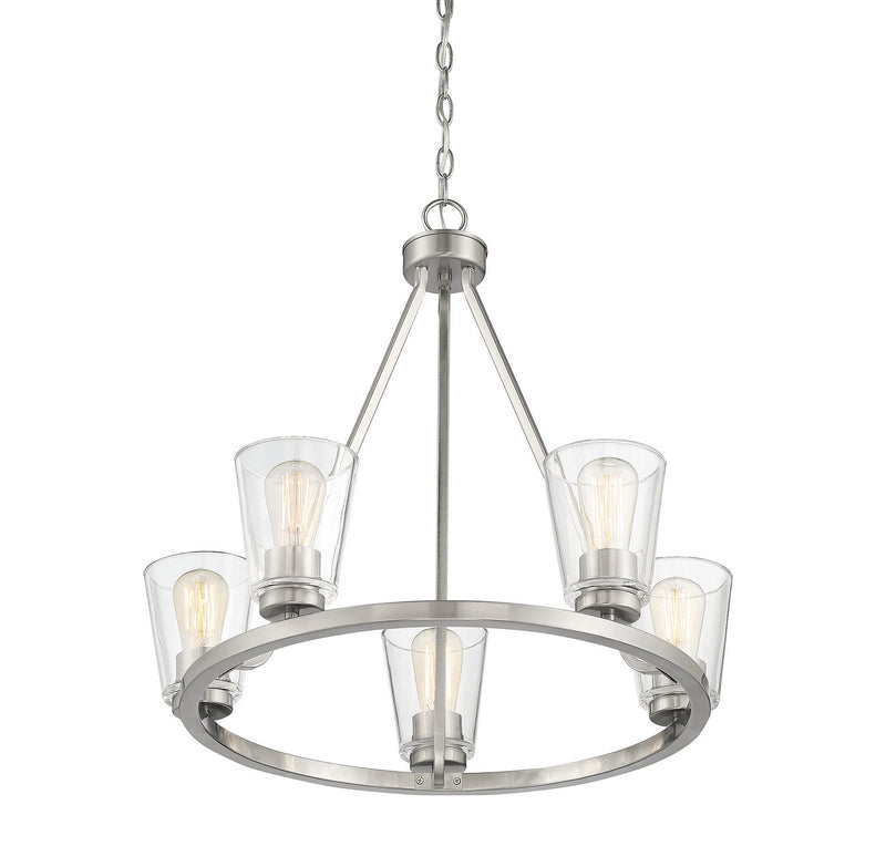 Five Light Chandelier<br /><span style="color:#4AB0CE;">Entrega: 4-10 dias en USA</span><br /><span style="color:#4AB0CE;font-size:60%;">PREGUNTE POR ENTREGA EN PANAMA</span><br />Collection: Calhoun<br />Finish: Satin Nickel