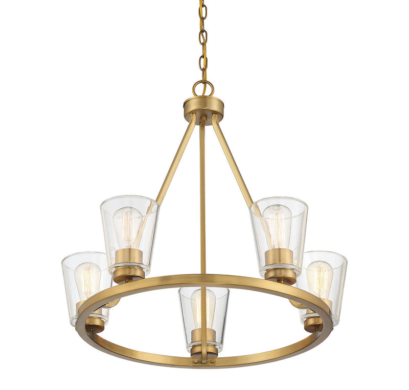 Five Light Chandelier<br /><span style="color:#4AB0CE;">Entrega: 4-10 dias en USA</span><br /><span style="color:#4AB0CE;font-size:60%;">PREGUNTE POR ENTREGA EN PANAMA</span><br />Collection: Calhoun<br />Finish: Warm Brass