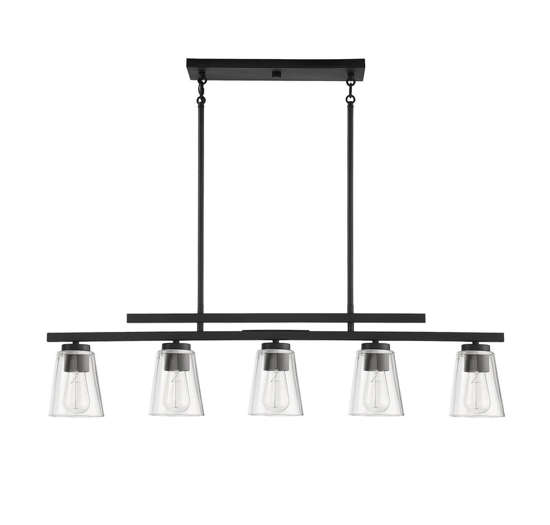 Five Light Linear Chandelier<br /><span style="color:#4AB0CE;">Entrega: 4-10 dias en USA</span><br /><span style="color:#4AB0CE;font-size:60%;">PREGUNTE POR ENTREGA EN PANAMA</span><br />Collection: Calhoun<br />Finish: Matte Black