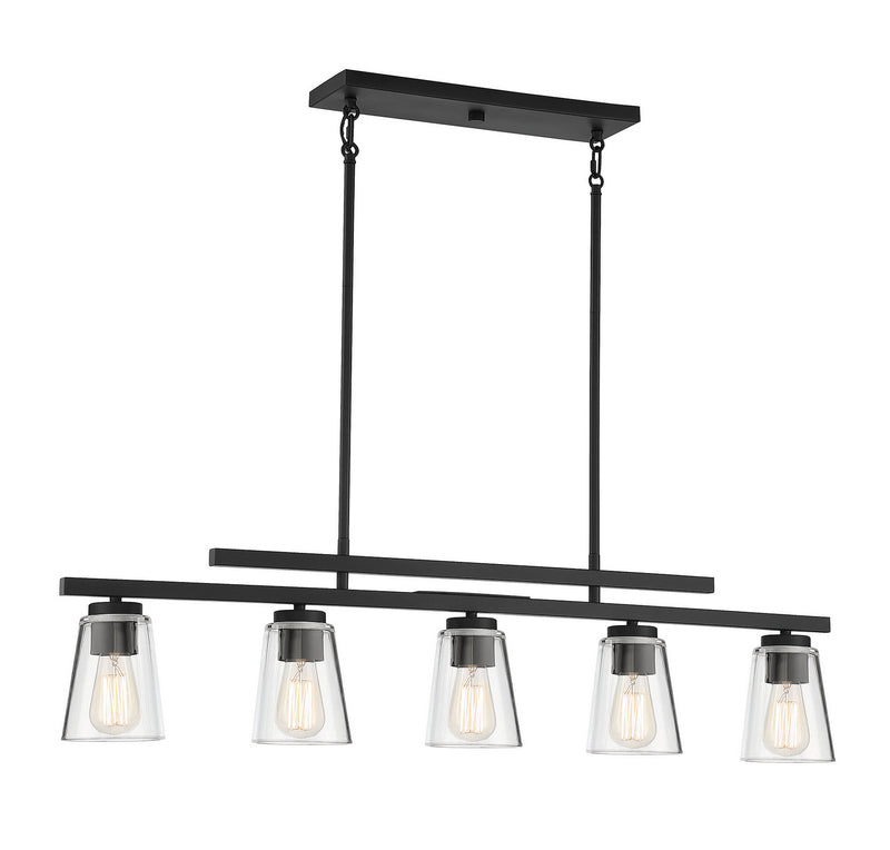 Five Light Linear Chandelier<br /><span style="color:#4AB0CE;">Entrega: 4-10 dias en USA</span><br /><span style="color:#4AB0CE;font-size:60%;">PREGUNTE POR ENTREGA EN PANAMA</span><br />Collection: Calhoun<br />Finish: Matte Black