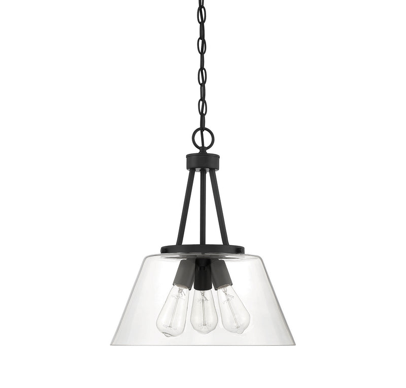 Three Light Pendant<br /><span style="color:#4AB0CE;">Entrega: 4-10 dias en USA</span><br /><span style="color:#4AB0CE;font-size:60%;">PREGUNTE POR ENTREGA EN PANAMA</span><br />Collection: Calhoun<br />Finish: Matte Black