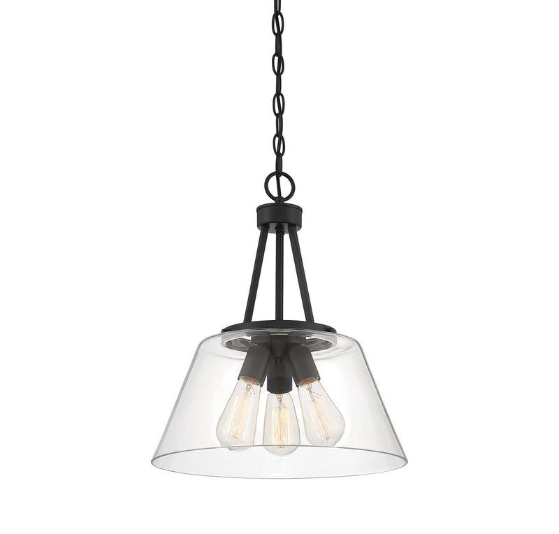 Three Light Pendant<br /><span style="color:#4AB0CE;">Entrega: 4-10 dias en USA</span><br /><span style="color:#4AB0CE;font-size:60%;">PREGUNTE POR ENTREGA EN PANAMA</span><br />Collection: Calhoun<br />Finish: Matte Black