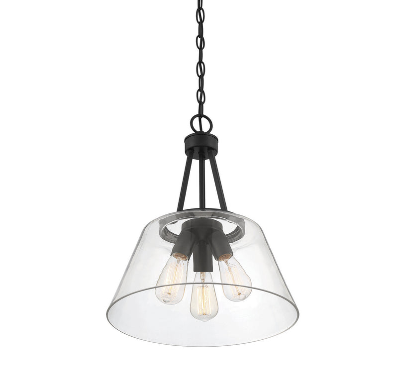 Three Light Pendant<br /><span style="color:#4AB0CE;">Entrega: 4-10 dias en USA</span><br /><span style="color:#4AB0CE;font-size:60%;">PREGUNTE POR ENTREGA EN PANAMA</span><br />Collection: Calhoun<br />Finish: Matte Black