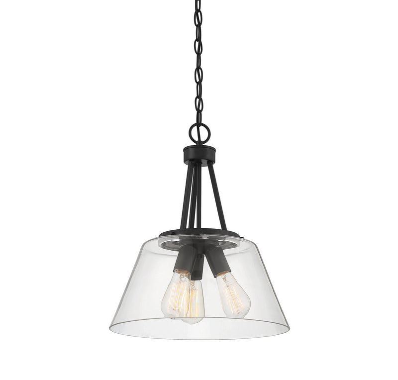 Three Light Pendant<br /><span style="color:#4AB0CE;">Entrega: 4-10 dias en USA</span><br /><span style="color:#4AB0CE;font-size:60%;">PREGUNTE POR ENTREGA EN PANAMA</span><br />Collection: Calhoun<br />Finish: Matte Black