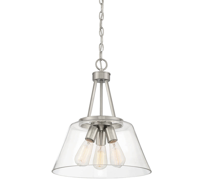 Three Light Pendant<br /><span style="color:#4AB0CE;">Entrega: 4-10 dias en USA</span><br /><span style="color:#4AB0CE;font-size:60%;">PREGUNTE POR ENTREGA EN PANAMA</span><br />Collection: Calhoun<br />Finish: Satin Nickel