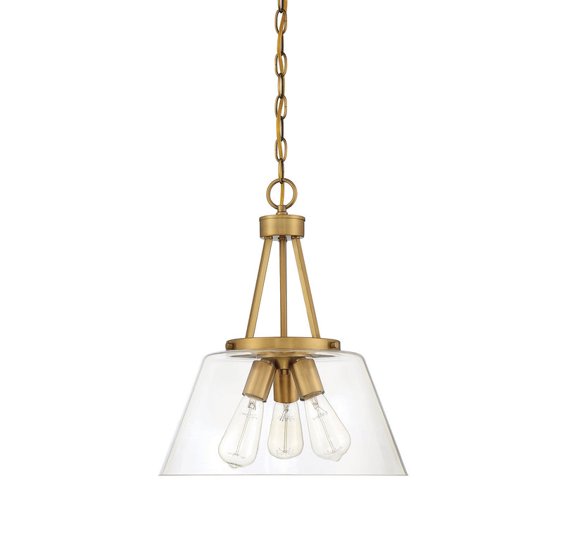 Three Light Pendant<br /><span style="color:#4AB0CE;">Entrega: 4-10 dias en USA</span><br /><span style="color:#4AB0CE;font-size:60%;">PREGUNTE POR ENTREGA EN PANAMA</span><br />Collection: Calhoun<br />Finish: Warm Brass