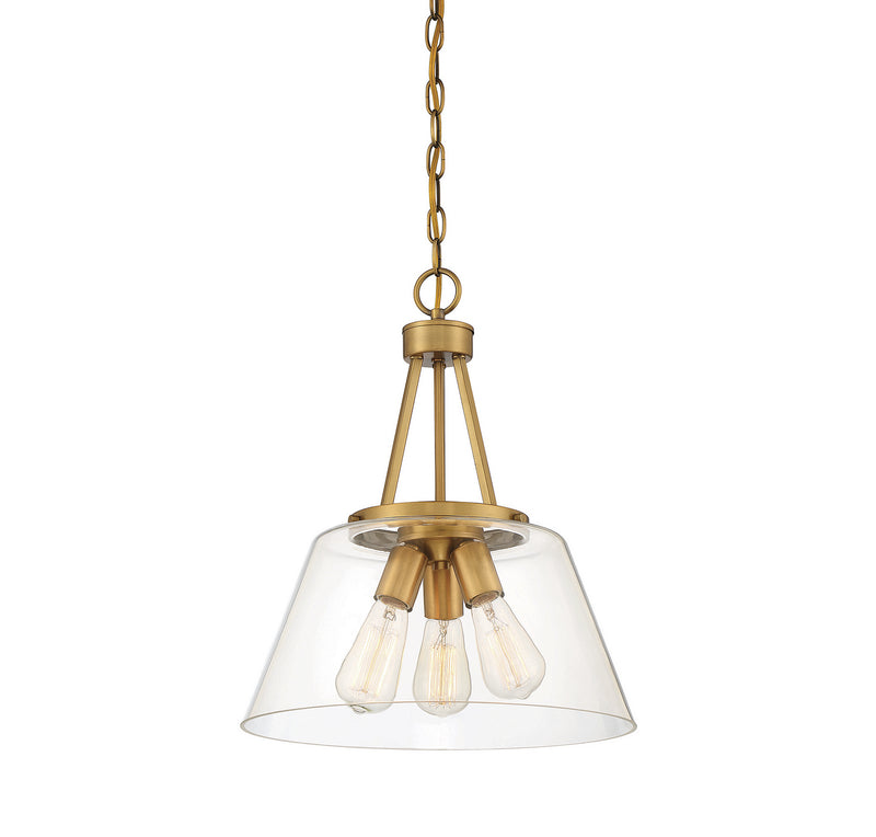 Three Light Pendant<br /><span style="color:#4AB0CE;">Entrega: 4-10 dias en USA</span><br /><span style="color:#4AB0CE;font-size:60%;">PREGUNTE POR ENTREGA EN PANAMA</span><br />Collection: Calhoun<br />Finish: Warm Brass