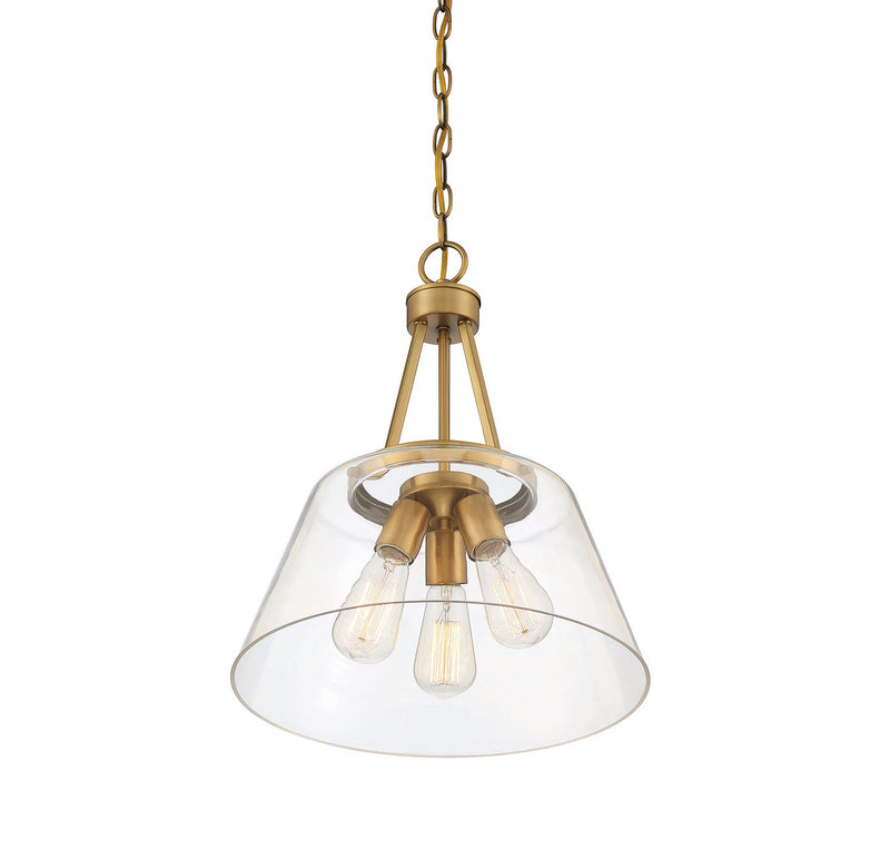 Three Light Pendant<br /><span style="color:#4AB0CE;">Entrega: 4-10 dias en USA</span><br /><span style="color:#4AB0CE;font-size:60%;">PREGUNTE POR ENTREGA EN PANAMA</span><br />Collection: Calhoun<br />Finish: Warm Brass