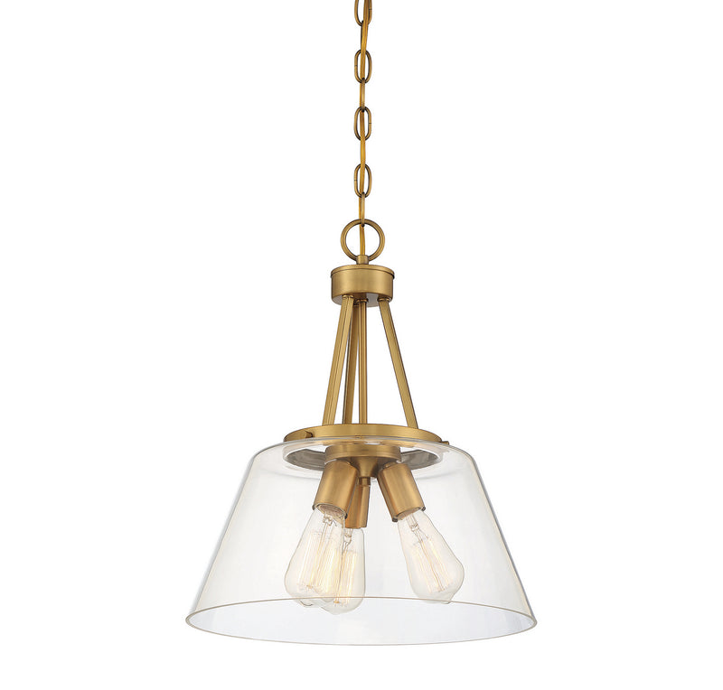 Three Light Pendant<br /><span style="color:#4AB0CE;">Entrega: 4-10 dias en USA</span><br /><span style="color:#4AB0CE;font-size:60%;">PREGUNTE POR ENTREGA EN PANAMA</span><br />Collection: Calhoun<br />Finish: Warm Brass