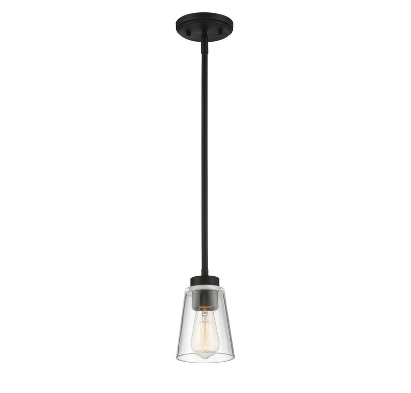 One Light Mini-Pendant<br /><span style="color:#4AB0CE;">Entrega: 2-3 semanas en USA</span><br /><span style="color:#4AB0CE;font-size:60%;">PREGUNTE POR ENTREGA EN PANAMA</span><br />Collection: Calhoun<br />Finish: Matte Black