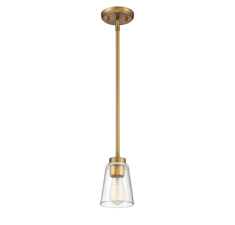 One Light Mini-Pendant<br /><span style="color:#4AB0CE;">Entrega: 4-10 dias en USA</span><br /><span style="color:#4AB0CE;font-size:60%;">PREGUNTE POR ENTREGA EN PANAMA</span><br />Collection: Calhoun<br />Finish: Warm Brass