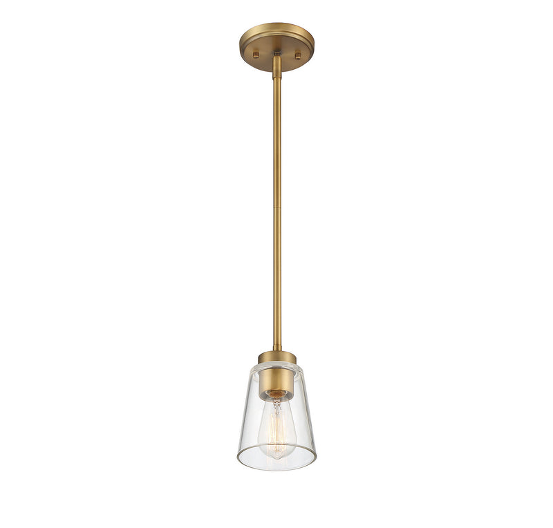 One Light Mini-Pendant<br /><span style="color:#4AB0CE;">Entrega: 4-10 dias en USA</span><br /><span style="color:#4AB0CE;font-size:60%;">PREGUNTE POR ENTREGA EN PANAMA</span><br />Collection: Calhoun<br />Finish: Warm Brass