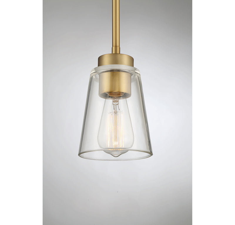 Savoy House - 7-1026-1-322 - One Light Mini-Pendant - Calhoun - Warm Brass