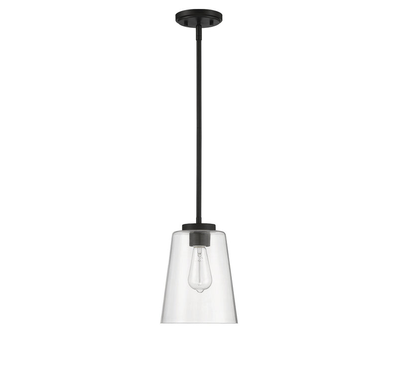 One Light Mini-Pendant<br /><span style="color:#4AB0CE;">Entrega: 4-10 dias en USA</span><br /><span style="color:#4AB0CE;font-size:60%;">PREGUNTE POR ENTREGA EN PANAMA</span><br />Collection: Calhoun<br />Finish: Matte Black