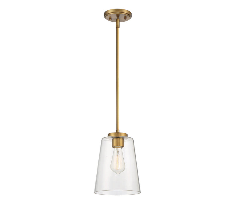 One Light Mini-Pendant<br /><span style="color:#4AB0CE;">Entrega: 4-10 dias en USA</span><br /><span style="color:#4AB0CE;font-size:60%;">PREGUNTE POR ENTREGA EN PANAMA</span><br />Collection: Calhoun<br />Finish: Warm Brass