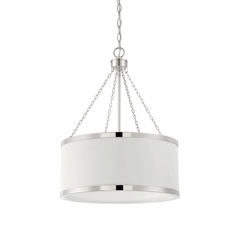 Six Light Pendant<br /><span style="color:#4AB0CE;">Entrega: 4-10 dias en USA</span><br /><span style="color:#4AB0CE;font-size:60%;">PREGUNTE POR ENTREGA EN PANAMA</span><br />Collection: Delphi<br />Finish: White with Polished Nickel Acccents