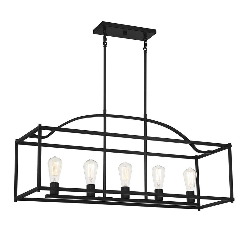 Five Light Linear Chandelier<br /><span style="color:#4AB0CE;">Entrega: 4-10 dias en USA</span><br /><span style="color:#4AB0CE;font-size:60%;">PREGUNTE POR ENTREGA EN PANAMA</span><br />Collection: Palladian<br />Finish: Matte Black