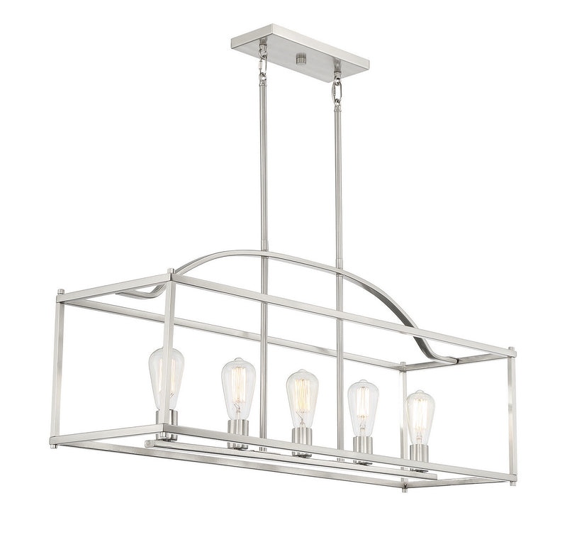 Five Light Linear Chandelier<br /><span style="color:#4AB0CE;">Entrega: 4-10 dias en USA</span><br /><span style="color:#4AB0CE;font-size:60%;">PREGUNTE POR ENTREGA EN PANAMA</span><br />Collection: Palladian<br />Finish: Satin Nickel