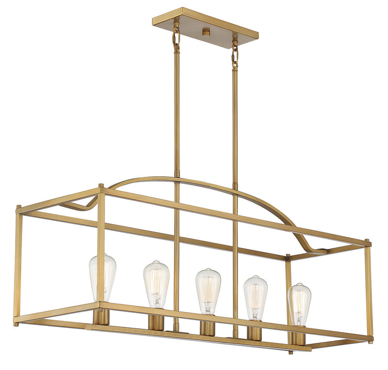 Five Light Linear Chandelier<br /><span style="color:#4AB0CE;">Entrega: 4-10 dias en USA</span><br /><span style="color:#4AB0CE;font-size:60%;">PREGUNTE POR ENTREGA EN PANAMA</span><br />Collection: Palladian<br />Finish: Warm Brass