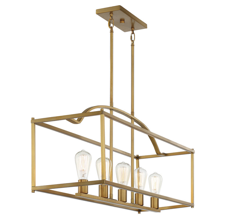 Five Light Linear Chandelier<br /><span style="color:#4AB0CE;">Entrega: 4-10 dias en USA</span><br /><span style="color:#4AB0CE;font-size:60%;">PREGUNTE POR ENTREGA EN PANAMA</span><br />Collection: Palladian<br />Finish: Warm Brass