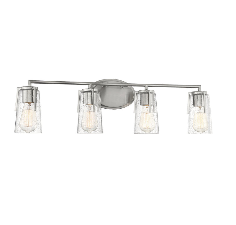 Four Light Bath Bar<br /><span style="color:#4AB0CE;">Entrega: 4-10 dias en USA</span><br /><span style="color:#4AB0CE;font-size:60%;">PREGUNTE POR ENTREGA EN PANAMA</span><br />Collection: Sacremento<br />Finish: Satin Nickel