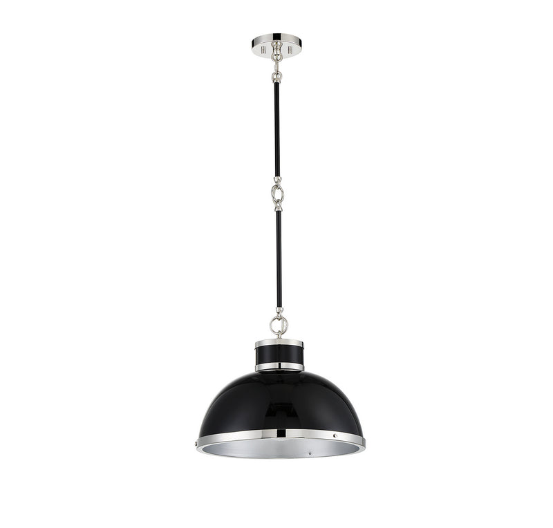 One Light Pendant<br /><span style="color:#4AB0CE;">Entrega: 4-10 dias en USA</span><br /><span style="color:#4AB0CE;font-size:60%;">PREGUNTE POR ENTREGA EN PANAMA</span><br />Collection: Corning<br />Finish: Black with Polished Nickel Accents