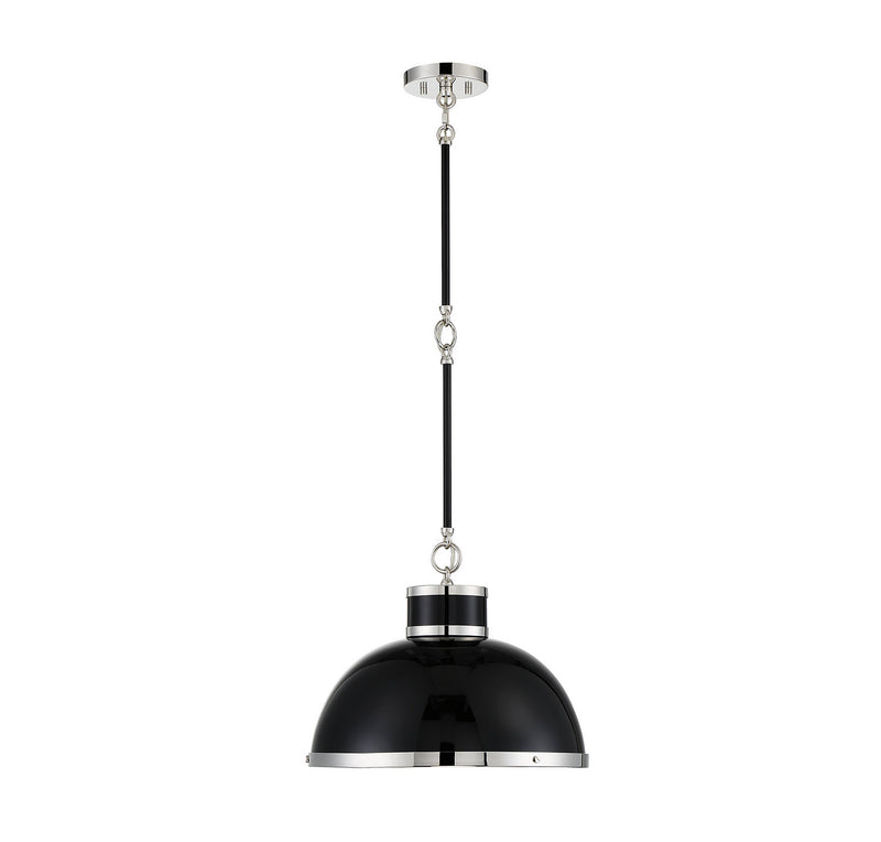 One Light Pendant<br /><span style="color:#4AB0CE;">Entrega: 4-10 dias en USA</span><br /><span style="color:#4AB0CE;font-size:60%;">PREGUNTE POR ENTREGA EN PANAMA</span><br />Collection: Corning<br />Finish: Black with Polished Nickel Accents